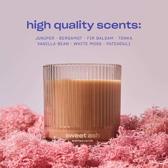 Sweet Ash Scented Candle by Snif, Low-Key Sweet and Earthy Scent, 50+ Hours, 100% Cotton Fiber Wicks, Soy Wax Blend, Non-Toxic, Vegan, 8.5 oz - Bloomnest