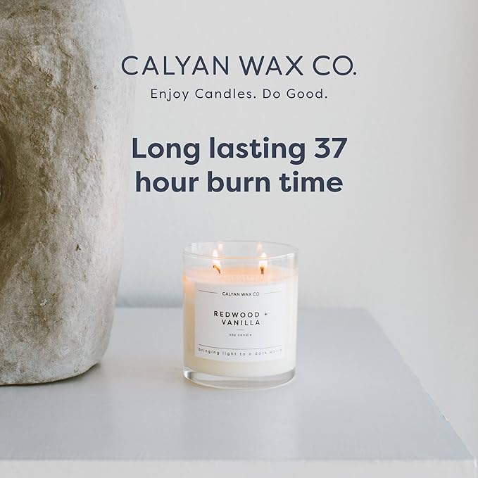 Calyan Wax Co. 2 Wick Candle, Smoke + Leather Scented Candle, 37 Hour Burn Time, Aromatherapy Soy Candles, Non Toxic & Vegan Soy Wax, Glass Tumbler Scented Candles, 8.8oz - Bloomnest