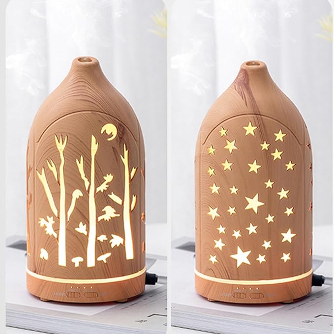 Essential Oil Diffuser,7.1''x3.5'' Diffusers with 3 Aromatherapy Oils Set,Small 200ml Desk Humidifier with 7 LED Colors Night Lights,Waterless Auto-Off for Office Home Decor Gift (Star) - Bloomnest