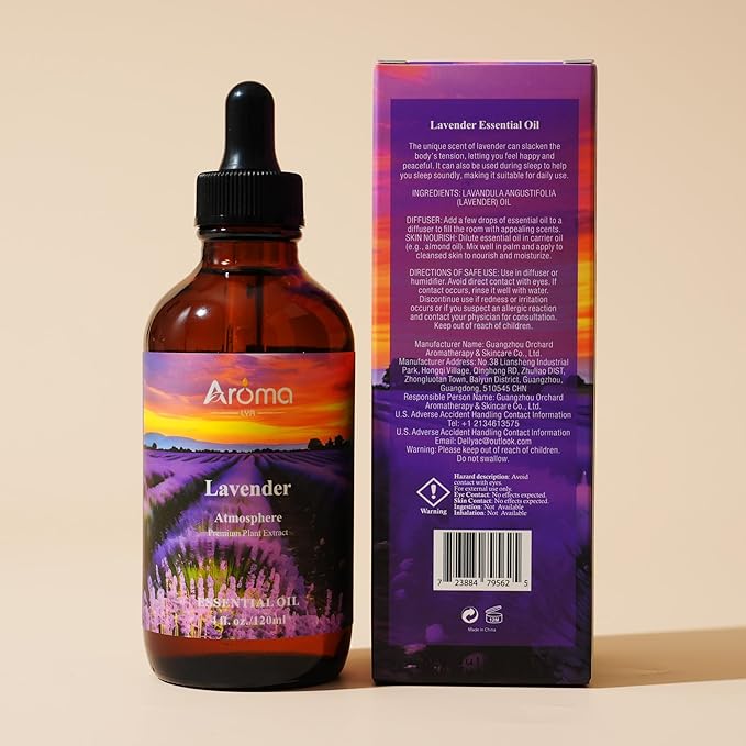 Lavender Essential Oil with Premium Gift Box - Lavender Essential Oils for Skin & Diffusers & Aromatherapy - 4 Fl Oz 100% Pure Natural - Gift-Ready Box - Gifts for Women Bloomnest