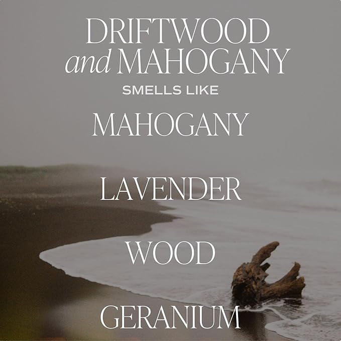 Sweet Water Decor Driftwood and Mahogany Candle - Mahogany, Lavender, Wood, and Geramium Scented Candle for Home - 11oz Jar Candle with Wood Lid, 50+ Hour Burn Time, Made in The USA - Bloomnest