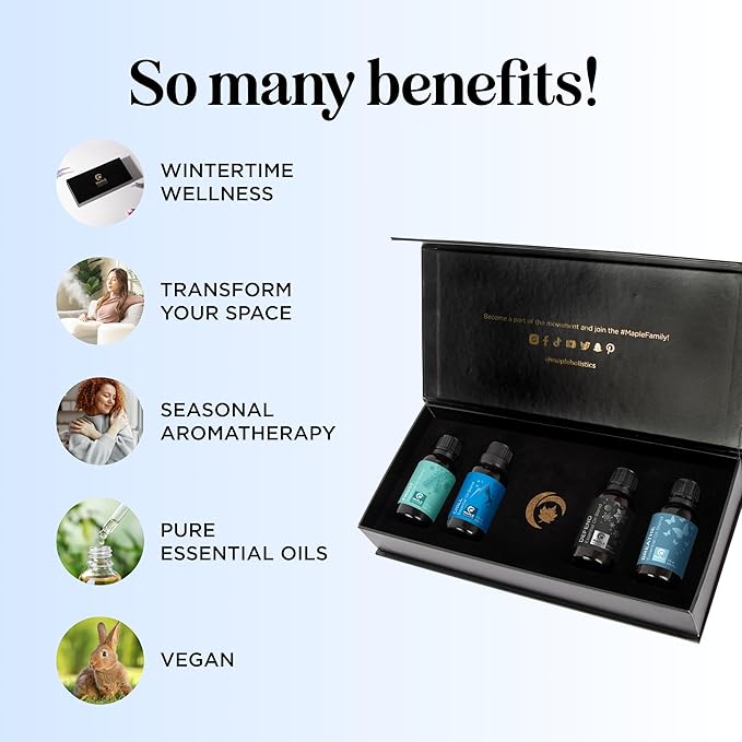 Winter Essential Oils Set for Diffuser - Large 100% Pure Holiday Essential Oil Blends Gift Set with Frost Chill Defend and Breathe Blends - Perfect Aromatherapy Gift for All Occasions (4x30mL) - Bloomnest