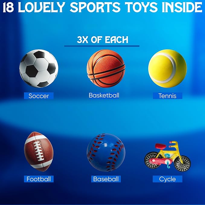 Bath Bombs for Boys with Toys Inside W/Flash Cards - Sports Bath Bombs for Kids - Gift Set of 18 Scented Organic Handmade - 2.5 oz with Natural Essential Oils - 18 Pack - Bloomnest