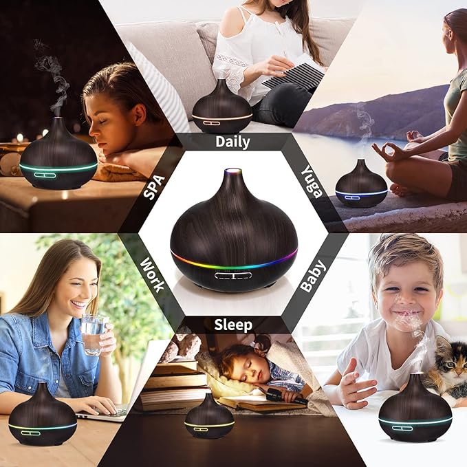 Aromatherapy Essential Oil Diffuser Set - 550ML Ultrasonic Humidifier for Large Rooms - Vaporizer and Aroma Diffuser for Home Bedroom - Bloomnest