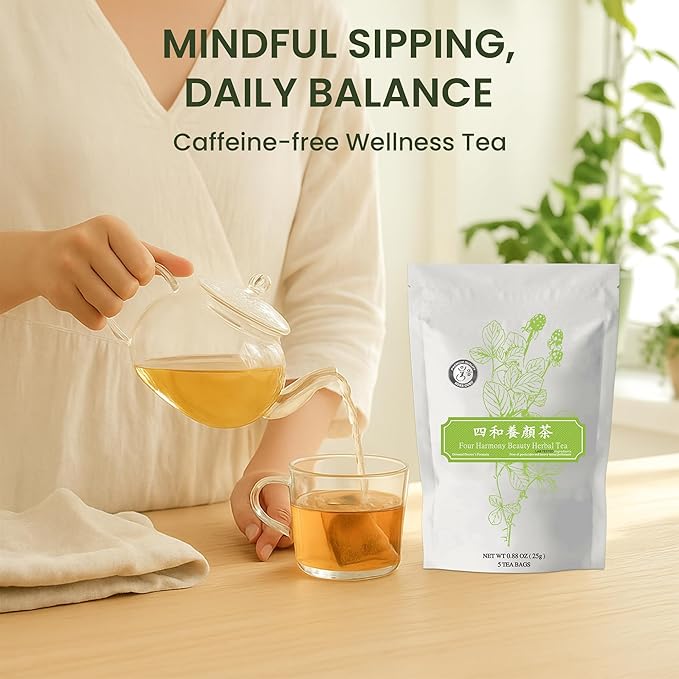 Herb Guru Four Harmony Beauty Herbal Tea Bags With Ginger, Honey, Orange Peel | Herbal Tea Blend For Beauty Balance And Relaxation Gifts | Premium Teas Infused With Nourishing Botanicals
