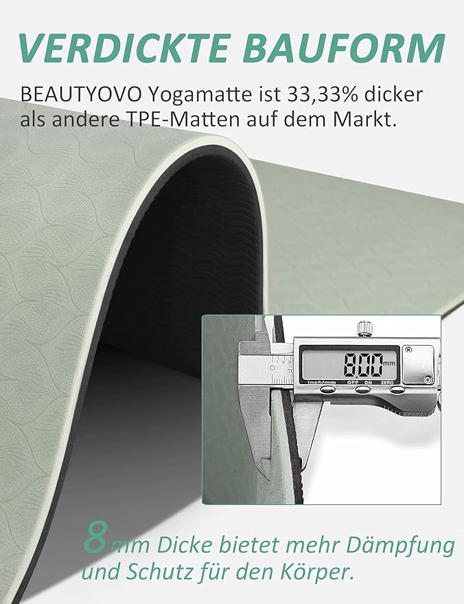 BEAUTYOVO Yoga Mat with Strap, 1/3 Inch Extra Thick Yoga Mat Double-sided Non Slip, Professional TPE Yoga Mats for Women Men, Workout Mat for Yoga, Pilates and Floor Exercises - Bloomnest