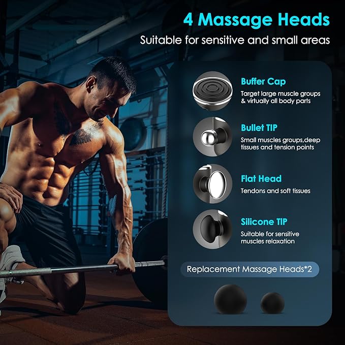 Massager Gun Deep Tissue, Cordless Vibrating Muscle Massage Gun - Handheld Quick Release Massager for Back, Neck and Fascial Binding - Targetred Trigger Point Therapy Massage Gun - Bloomnest