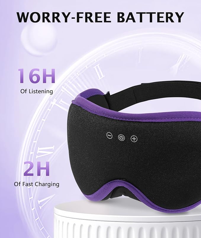 LC-dolida Sleep Mask with Headphones Bluetooth 5.4, 3D Sleeping Headphones for Side Sleepers Bluetooth Sleep Mask Blackout Bluetooth Eye Mask for Sleeping Travel Meditation Men Women - Bloomnest