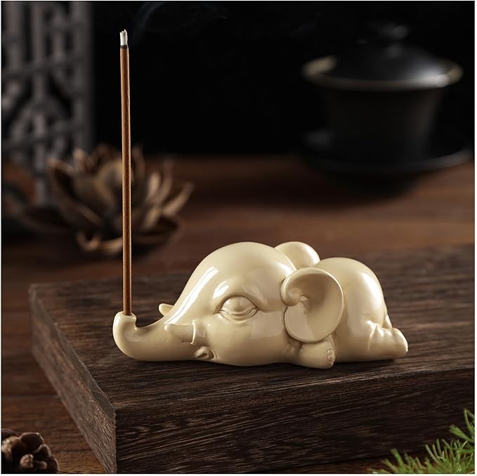 Cacukap Cute Elephant Incense Burner, Incense Holder for Sticks, Elephant Theme Incense Tray, Adorable Home Decoration, Unique Gifts Idea for Elephant Lover - Bloomnest