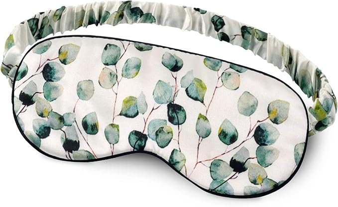OLESILK 100% Natural Mulberry Silk Sleep Eye Mask Block Out Light, Fashion Printed Eye Mask Blindfold for Women Men Full Night Sleeping, Chic Eye Cover Eyeshade, Pattern 2 - Bloomnest
