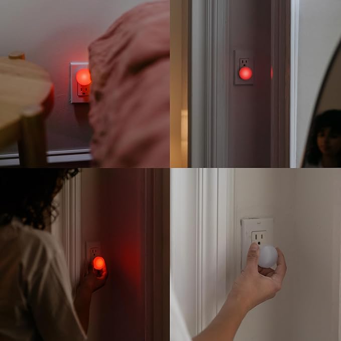 Loftie Night Lights Plug into Wall - 0.5W Plug in Night Light - Red Glow, Wall Light Sensing Dusk to Dawn - 2000K, UL Certified - Nightlight for Bathroom, Hallway, Bedroom Decor, Kitchen, 3-Pack - Bloomnest