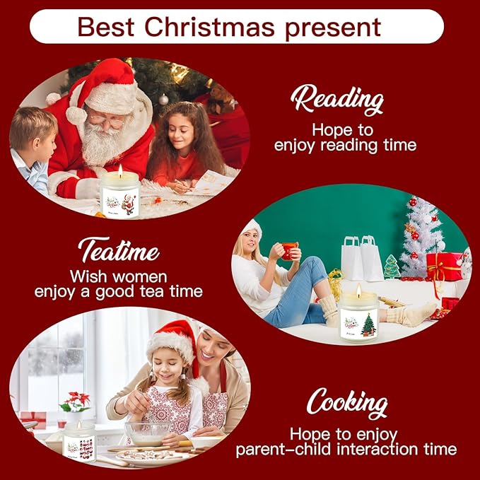 6 Pack Christmas Candles Set, Christmas Candles for Home Scented, Winter Holiday, Natural Soy Wax Jar Aromatherapy Candle Gifts Stocking Stuffers for Women Men Adult - Bloomnest