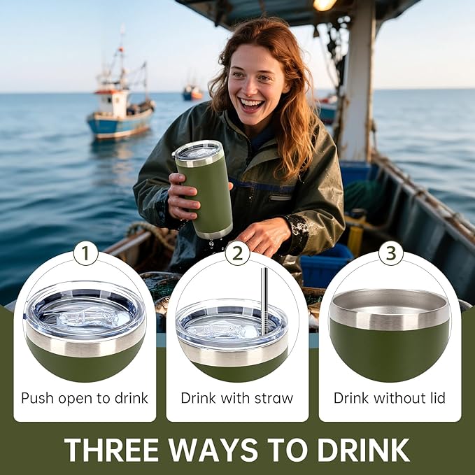 IEOVIEE 32 Pack, 20oz Stainless Steel Bulk Tumblers with Lids and Straws, Double Wall Insulated Travel Mug, Durable Powder Coated Tumbler Bulk Cup for Cold and Hot Drinks(Army Green) - Bloomnest
