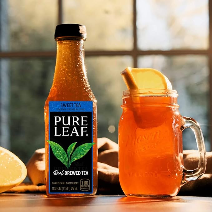 Pure Leaf Iced Tea, Sweet Tea, Real Brewed Tea, 18.5 Fl Oz Bottles (Pack of 12) - Bloomnest