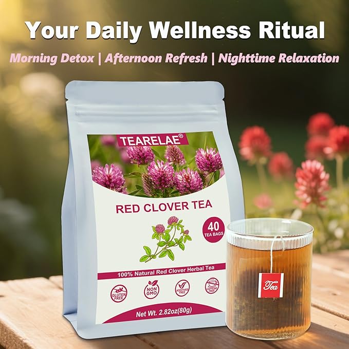 TEARELAE - Red Clover Tea Bags, 40 Count - Premium Natural Red Clover Herb - Caffeine-free Herbal Tea - Non-GMO - Support Skin Health - Bloomnest
