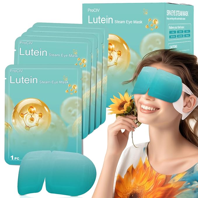 16 Packs Lutein Steam Eye Masks for Dry Eyes Self Heated Disposable Sleep Mask Soothing Headache Relief Dry Eye,Hot Warm Compress for Stress Relief Relief Eye Fatigue, Spa Items Travel Essentials - Bloomnest