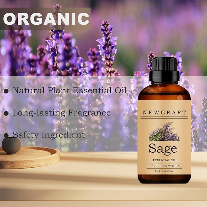 Sage Essential Oils, 100% Pure and Natural Essential Oil for Aromatherapy Diffuser - Sage/1 Fl Oz NewCraft