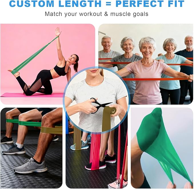 MORECOO Risistance Bands, 25 Yard Roll Professional Latex Stretch Bands for Physical Therapy, Elastic Bands for Upper & Lower Body Exercises, Lower Pilates, Home Workouts & Rehab, Core Exercise - Bloomnest