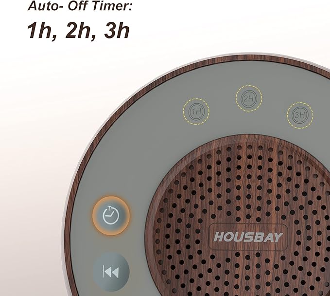 Housbay White Noise Machine with 31 High Fidelity Soothing Sounds, 5W High Power Loud Enough Speaker, Easy Volume Control, Sleep Timer, Sound Machine for Baby, Kids, Adults, Light Sleeper -Wood Grain - Bloomnest