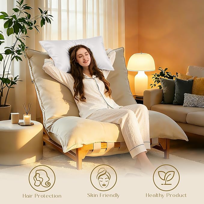 ZIMASILK 100% Pure Mulberry Silk Pillowcase for Hair and Skin Health,Soft and Smooth,Both Sides Premium Grade 6A Silk,600 Thread Count,with Hidden Zipper,1pc (King 20''x40'', White) - Bloomnest