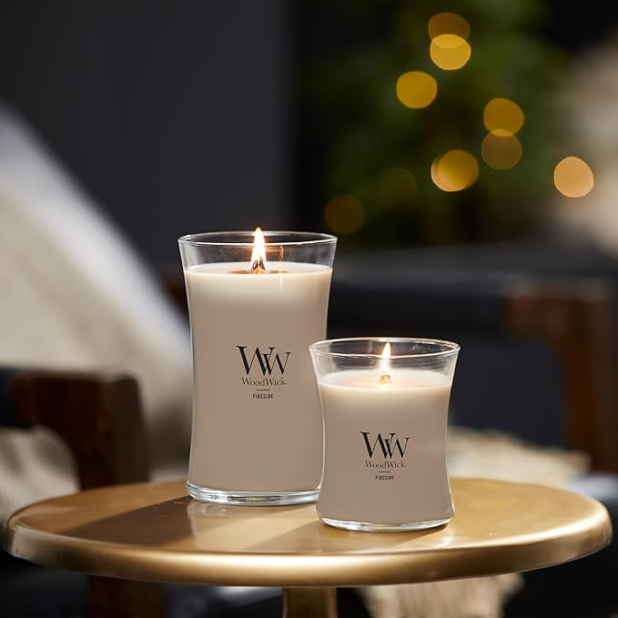 WoodWick Fireside Holiday Candle Gifts for Women and Men, 9.7 oz Medium Hourglass Candle with Crackling Wick - Bloomnest