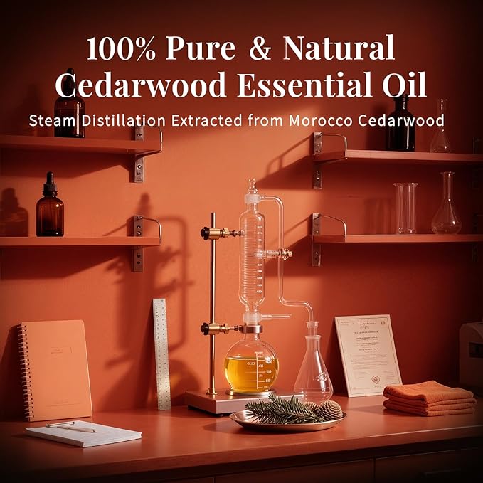 SU JUABA Cedarwood Essential Oil 4 Oz, 100% Pure Natural Aromatherapy Oil for Hair, Massage, Relaxation & Skin Care - 118ML