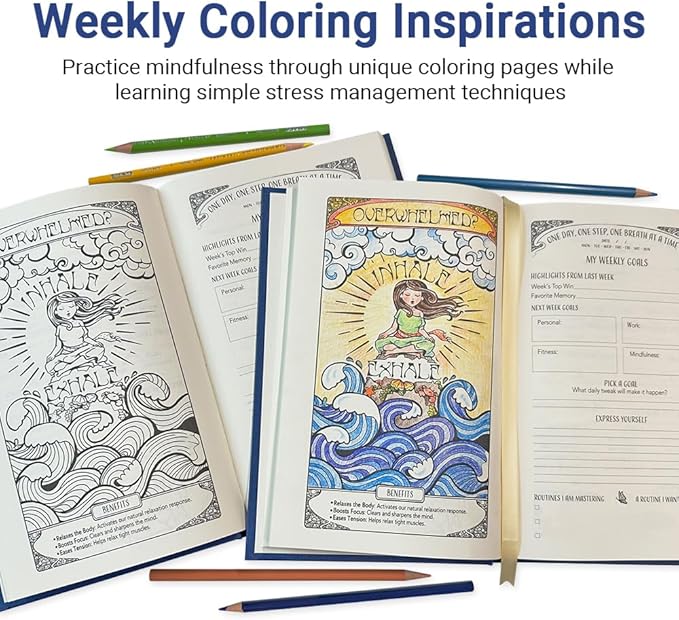 Gratitude Journal for Women with Guided Daily Prompts, Goal Setting & Habit Tracker—90-Day Mindfulness & Self-Care Journal with Relaxing Coloring Pages for Mood, Mindset & Sobriety Support (Hardcover)