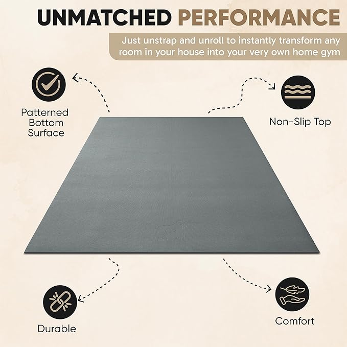Gorilla Mats Premium Large Exercise Mat – 6' x 4' x 1/4" Ultra Durable, Non-Slip, Workout Mat for Instant Home Gym Flooring – Works Great on Any Floor Type or Carpet – Use With or Without Shoes - Bloomnest