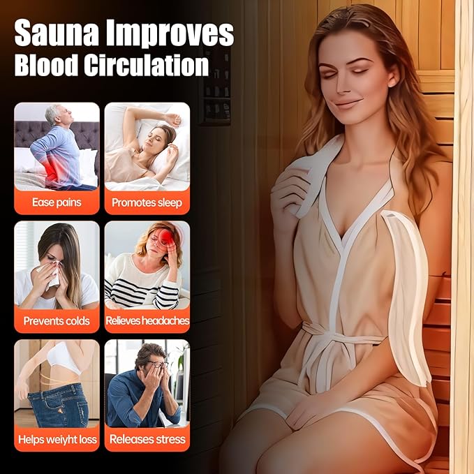 Infrared Home Sauna Room 1 Person Low emf far Infrared Infrared Sauna with Red Light Therapy/Bluetooth Speakers/Personal Indoor Dry Heat Sauna for Home Gym-Made from Pinus sylvestris Bloomnest