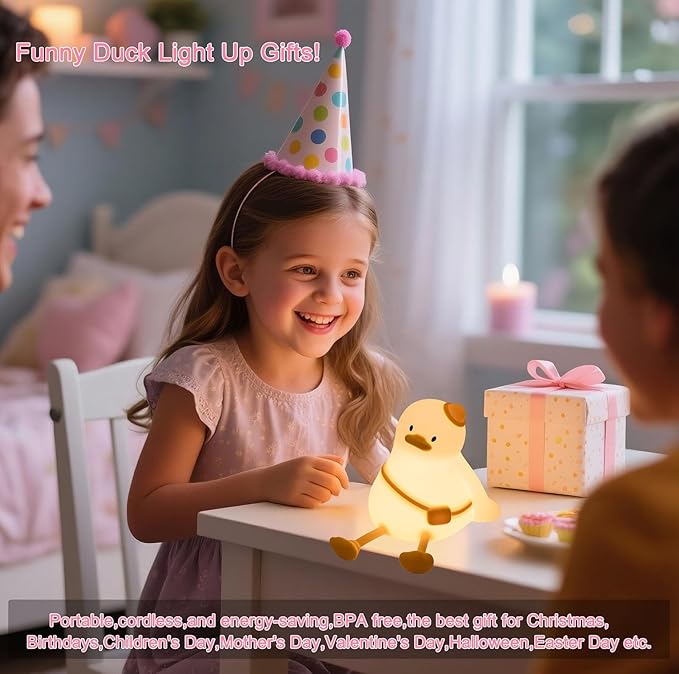 Duck Night Light for Kids 3 Levels Dimmable Silicone Animal Nursery Light,Adorable Rechargeable 30min Timmer Novelty Bedside Touch Lamp,Baby Nursery Kids Room Decor,Gifts for Girls boy - Bloomnest