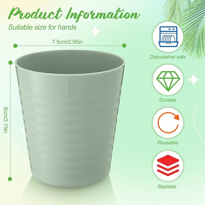 Eccliy 36pcs Kids Cups 8 oz Unbreakable Plastic Stackable Juice Reusable Tumblers Bulk Plastic Drinking Cups for Toddlers Baby Kids, Dishwasher Safe, 6 Colors(Pink color) - Bloomnest