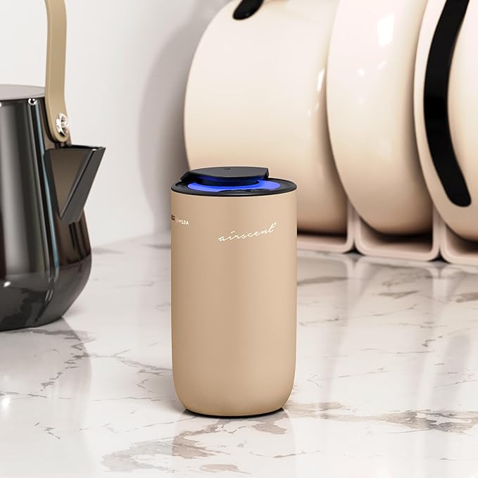 The AirScent Mini Waterless Diffuser for for Homes, Offices, Spas and Hotels - Gold Finish - Fragrance Oil Aromatherapy Diffuser for Aesthetic Scenting -15 mL Capacity - Night Light Feature - Bloomnest
