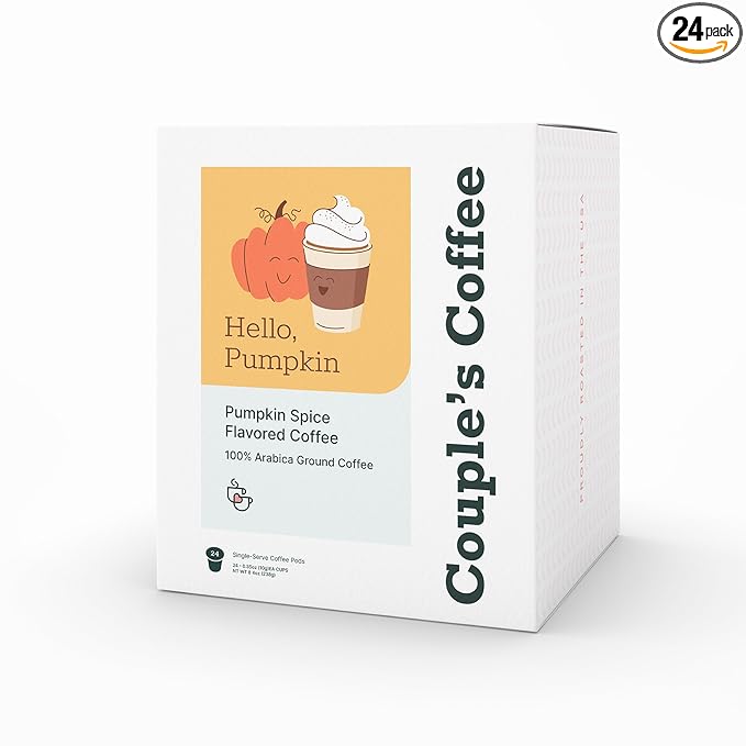Couple's Coffee Pumpkin Spice K Cups | Hello Pumpkin | Gourmet Pumpkin Spice Ground Coffee | Compatible with K-Cups & Single Serve Brewers | 24 Count - Bloomnest