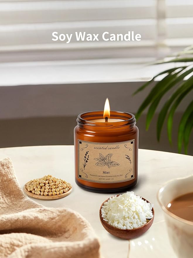 Home Scented Candles, 16oz Large Jar Scented Candle – Mint Soy Wax Candle with 100 Hour Burn Time, Long Lasting Aromatherapy Candle for Cooling Freshness, Relaxing Home Fragrance & Gift Candles - Bloomnest