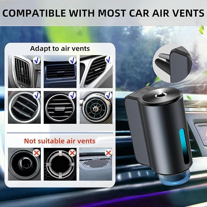 Car Air Freshener Diffuser with Three Adjustable, Rechargeable Car Diffusers, Car Fresheners Long Lasting (Lemon) - Bloomnest