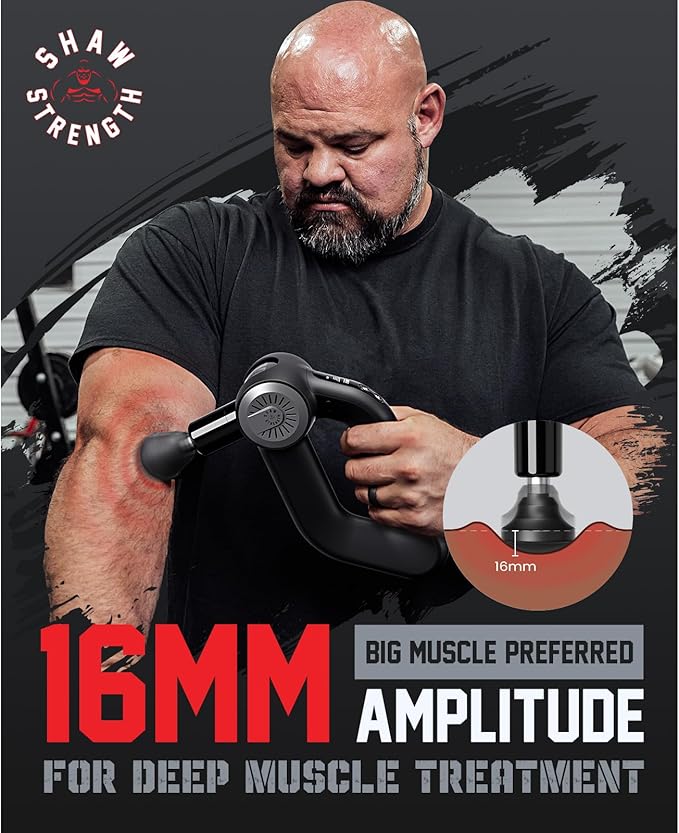 Shaw Strength S6 Pro Massage Gun Deep Tissue Percussion with 16mm Amplitude, Professional Muscle Massager Gun for Athletes Pain Relief, Handheld Massagers for Muscles, 7 Attachments - Bloomnest