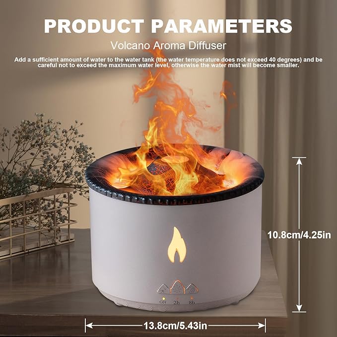 MINGPINHUIUS Volcano Humidifier Aromatherapy Essential Oil Diffuser, 2 Mist Modes: Flame and Volcano, Large Capacity with Timer Waterless Auto-Off for Home, Office, Yoga, or Gym (Red & Blue) MINGPINHUIUSFeatured