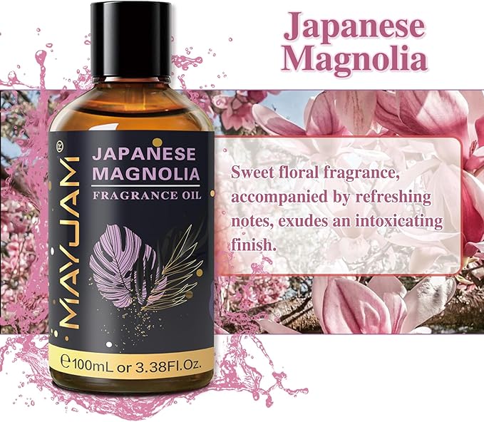 MAYJAM 100ML/3.38FL.OZ Japanese Magnolia Fragrance Oils with Glass Dropper, Essential Oils for Diffusers for Home, Long Lasting Scented Oils for Diffusers Soap Candle Making - Bloomnest