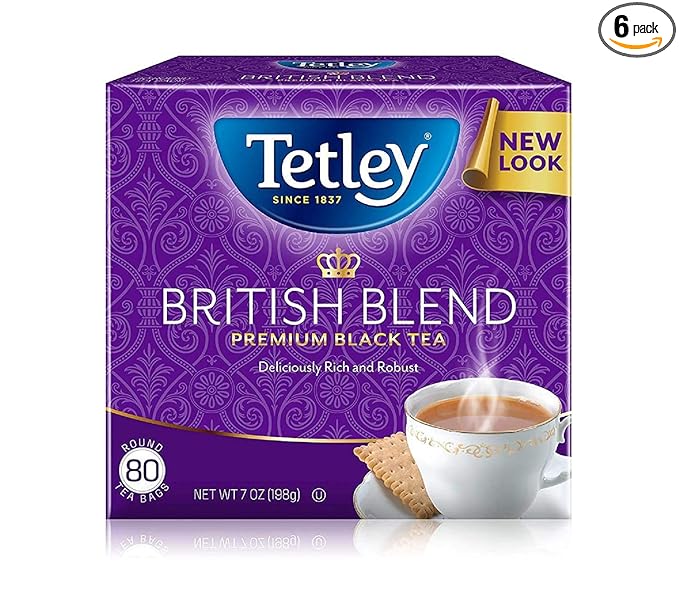 Tetley British Blend Premium Black Tea, 80 Teabags (Pack of 6) - Bloomnest