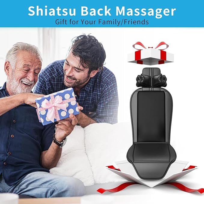 Shiatsu Back Massager with Heat, Massage Chair Pad for Full Back, Seat Massager for Office/Home,Gift for Father/Mother - Bloomnest