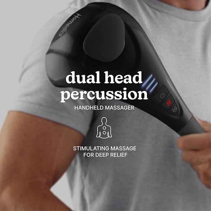 Homedics Handheld Back Massager, Dual Heated Nodes, Neck, and Body Percussion Massager with Interchangeable Nodes to Release Back, Neck, Shoulder Leg and Foot Tension - Bloomnest