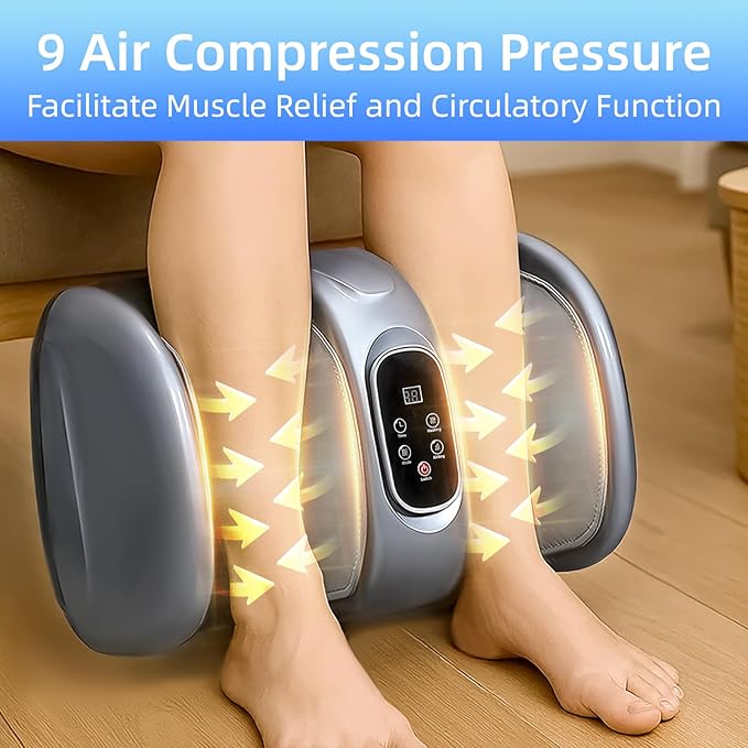 Shiatsu Foot Massager with Heat, Foot and Calf Massager Foot Massaging Machine for Home Office Use - Gifts for Men and Women (Grey) - Bloomnest