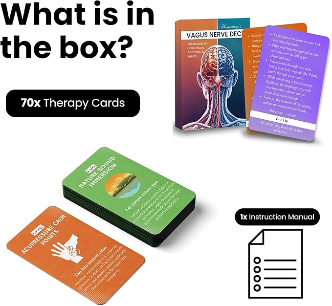 Vagus Nerve Deck 70 Exercise Cards for Vagus Nerve Reset and Stimulation Practices Non Electric Calming Toolkit for Anxiety Stress and Nervous System Support MomentumBoards
