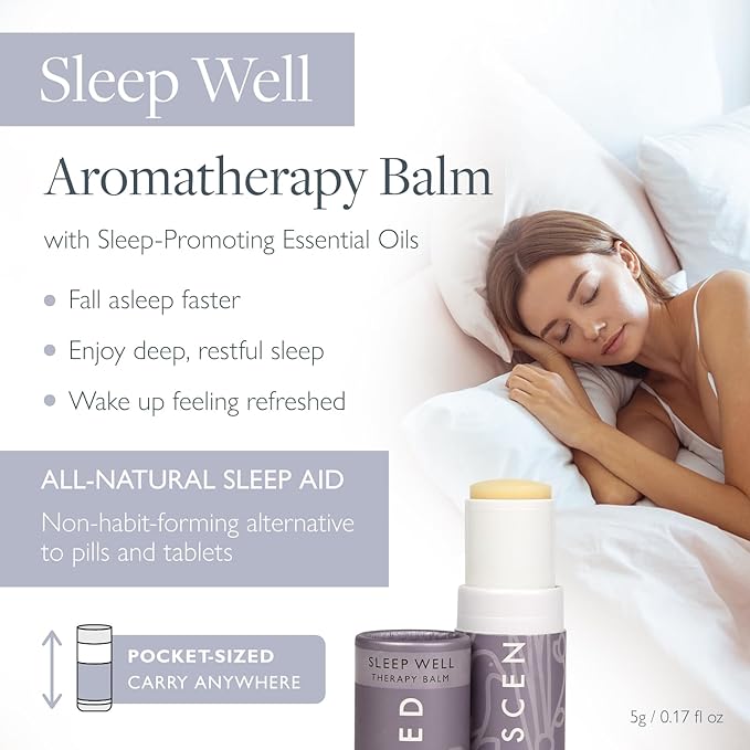 Scentered Sleep Well Balm – Aromatherapy Sleepstick with Lavender & Chamomile – Natural Sleep Aid Essential Oil Roll On – Relaxation Gifts for Women to Help Sleeping - Bloomnest