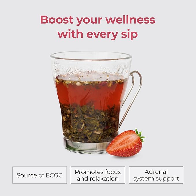 Michelle Peiret Herbal Tea for Women | Organic Green Tea with Tulsi, Shatavari, Fenugreek, Rosehips, Fennel, Chamomile & Raspberry Leaf | Hormonal Wellness, Energy, Mood & Vitality | Strawberry Flavor | 15 Natural Tea Bags - Bloomnest
