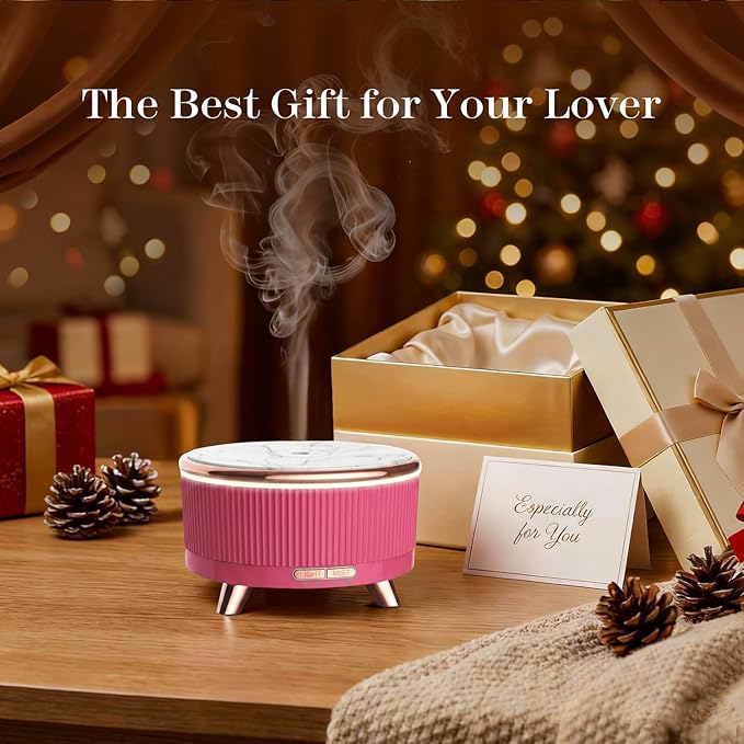 500ML Large Capacity Essential Oil Diffuser, Ultrasonic Aromatherapy Diffuser with 7 Color LED Lights with Remote Control, Cool Mist Humidifier, Timed Mist, Auto Shut-Off (Pink) - Bloomnest