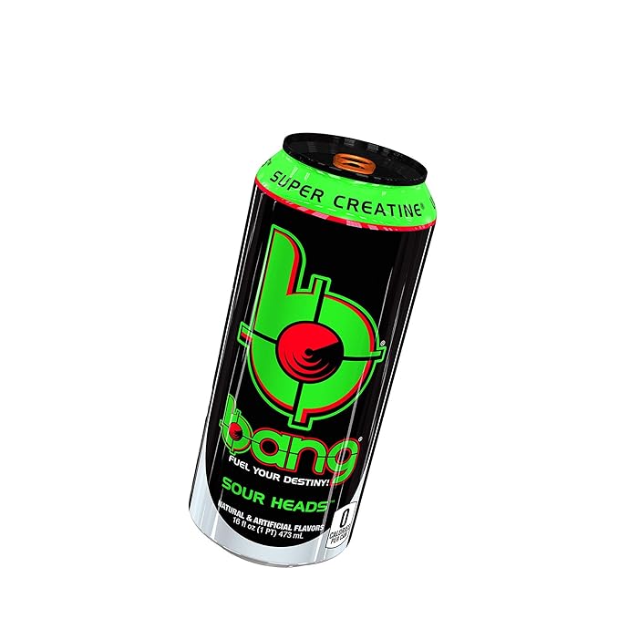 Bang Energy Sour Heads, Sugar-Free Energy Drink, 16-Ounce (Pack of 12) - Bloomnest