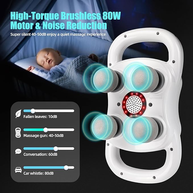 Massage Gun Deep Tissue, 4-Heads Handheld Massager Gun for Back, Shoulder, Leg, Neck, Electric Percussion Massage for Pain Relief, Perfect Gifts - Bloomnest
