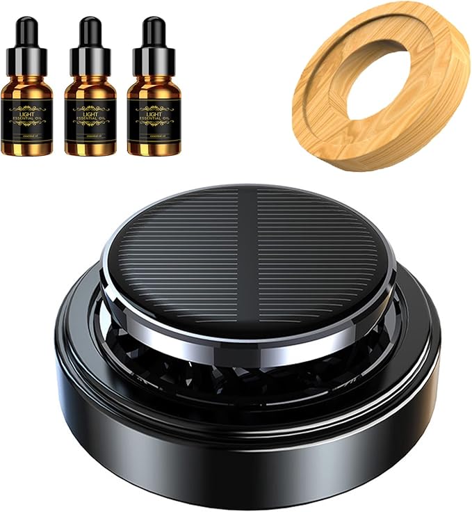 Solar Energy Powered Car Air Freshener with 3 Essential Oil, Rotating Aromatherapy Car Diffuser Perfume Scent Fragrance Air Purifier for Home Office Car Decorations Personalized Gifts for Men Women - Bloomnest