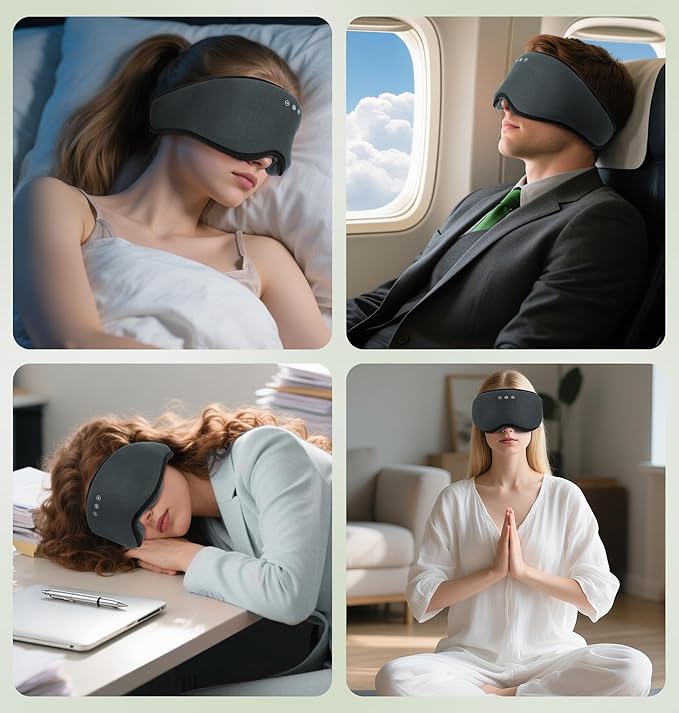 LC-dolida Bamboo Cotton Bluetooth Sleep Mask, 2 in 1 3D Soft Sleep Mask with Sleep Headphones, Sleep Eye Mask with Timming Setting, Blackout Sleeping Mask for Side Sleepers, Women Men, Grey - Bloomnest